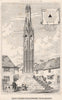 Queen Eleanor's Cross, Geddington, Northamptonshire 1876 old antique print