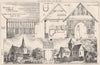 Hayling Island, north & south churches . Hampshire 1876 old antique print