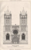 Bristol cathedral, elevation of west front. Gloucestershire 1876 old print