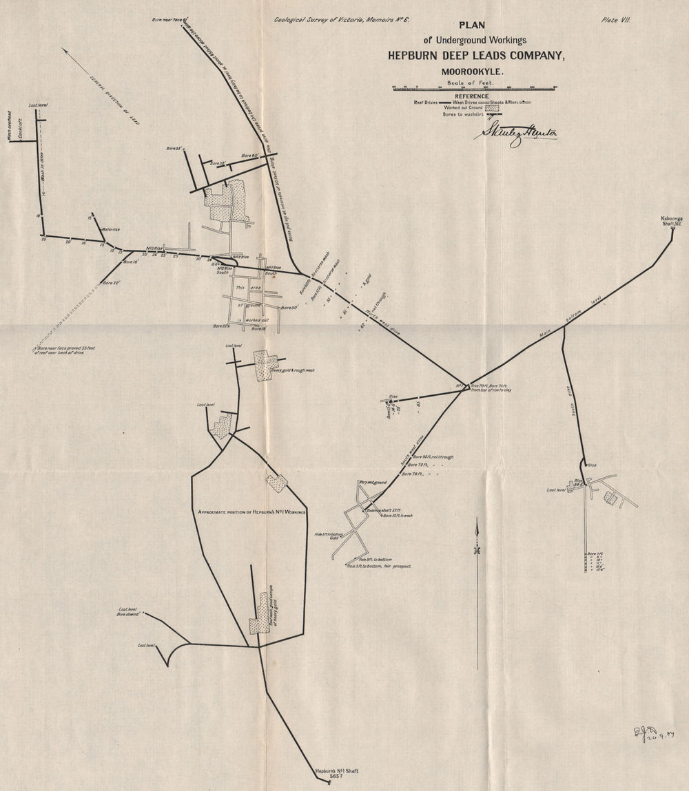 Hepburn deep Leads Company, Moorookyle. Victoria Australia 1909 old map
