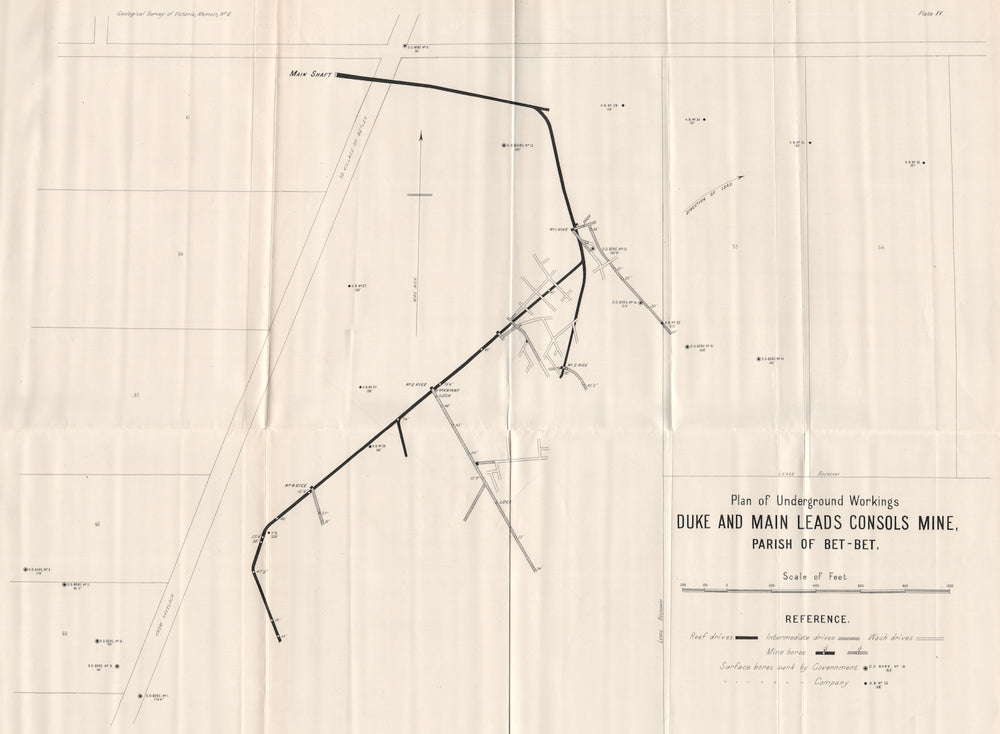 Duke and Main Leads Consols Mine, Bet-Bet. Victoria, Australia. Mining 1909 map