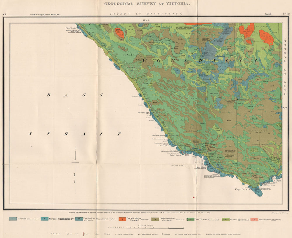 Victoria Geological survey. WONTHAGGI CAPE PATERSON. Australia 1909 old map