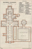 SALISBURY cathedral vintage floor plan. Wiltshire 1957 old vintage map chart
