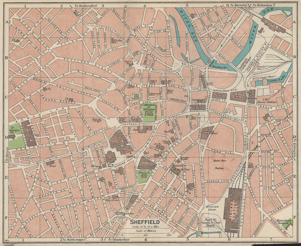 SHEFFIELD. Vintage town city map plan. Yorkshire 1939 old vintage chart