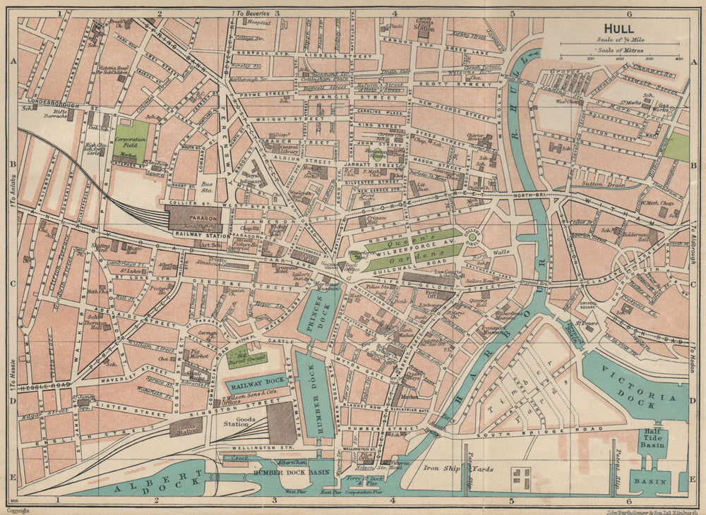 HULL. Vintage town city map plan. Yorkshire 1939 old vintage chart