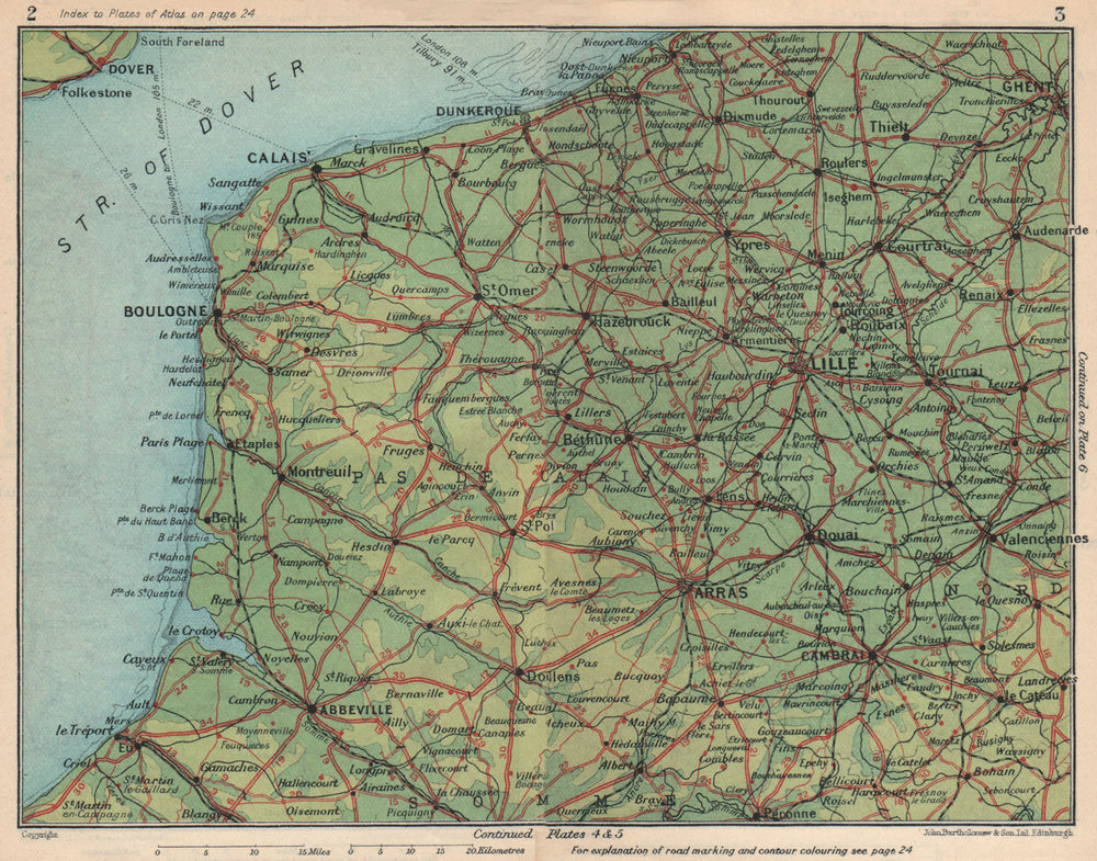 NORD-PAS-DE-CALAIS. Boulogne Lille Arras Ghent Dunkerque. Vintage map 1930