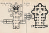 VATICAN GROTTOS Papal Tombs. St PETER'S. vintage ground plans Rome Roma 1956 map