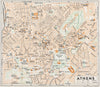 ATHENS. Vintage town city map plan. Greece 1962 old vintage chart