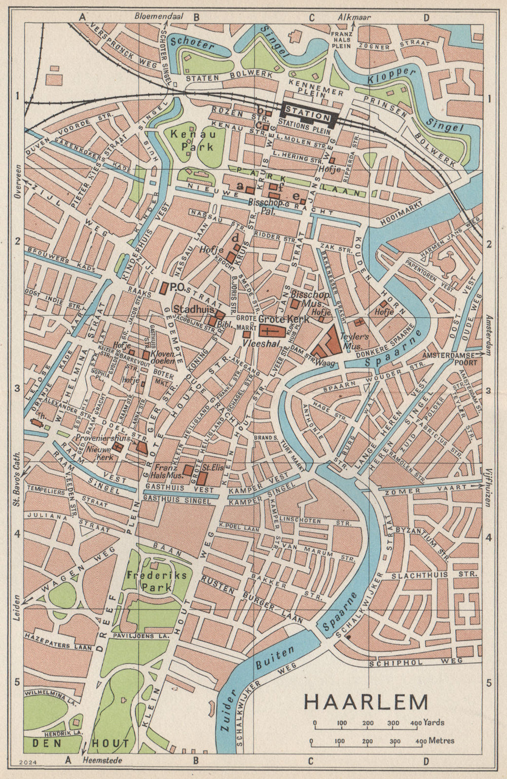 HAARLEM. Vintage town city map plan. Netherlands 1961 old vintage chart