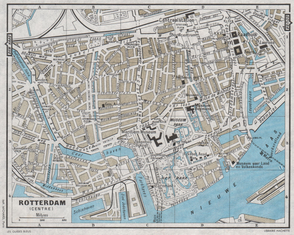 ROTTERDAM vintage town city centre stadsplan. Netherlands 1964 old vintage map