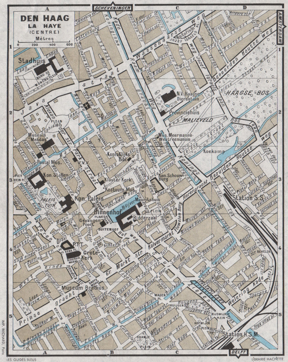 DEN HAAG LA HAYE THE HAGUE vintage town city centre stadsplan 1964 old map