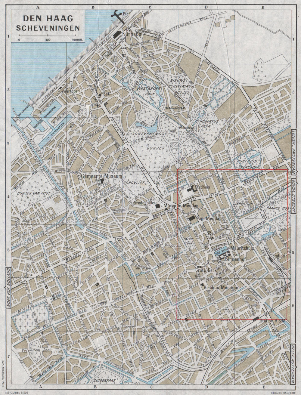 DEN HAAG SCHEVENINGEN THE HAGUE vintage town city stadsplan Netherlands 1964 map