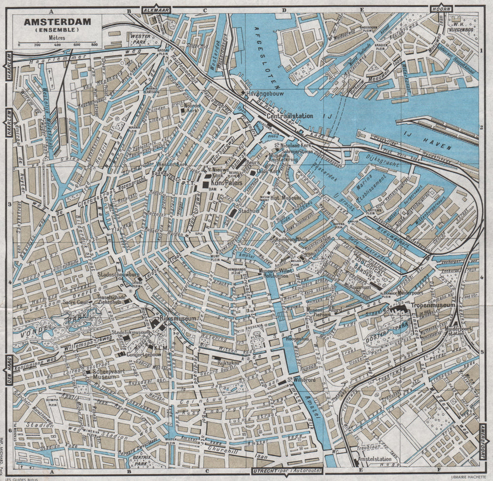 AMSTERDAM vintage town city centre stadsplan. Netherlands 1964 old vintage map