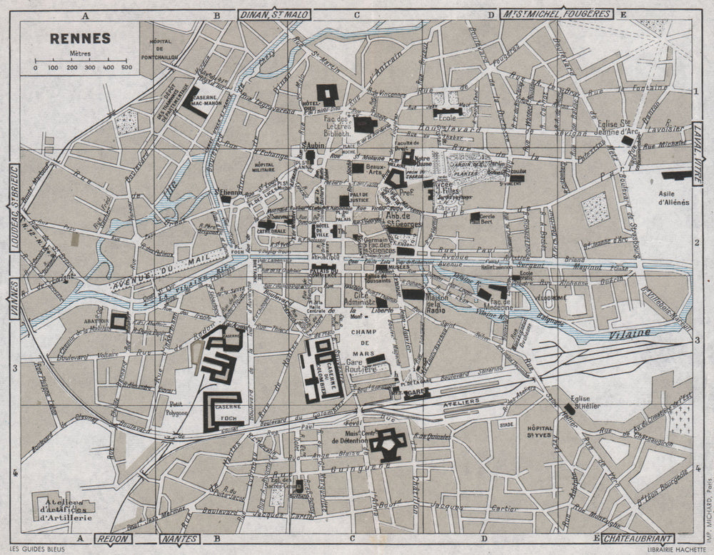 RENNES antique town city plan de la ville. Ille-et-Vilaine 1962 old map
