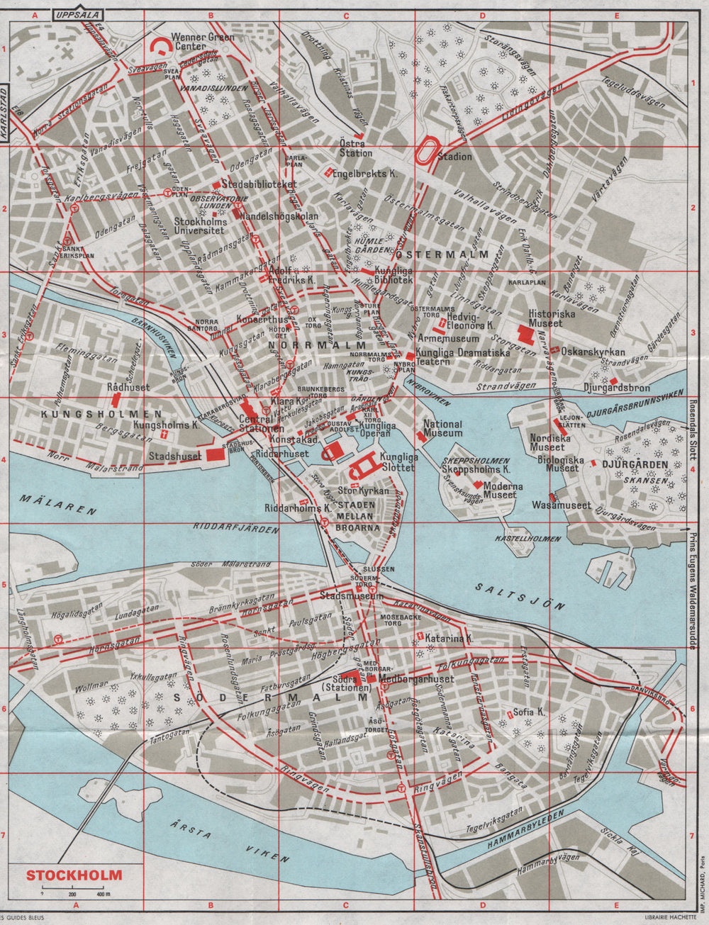 STOCKHOLM antique town city stadsplan. Sweden 1969 old map chart
