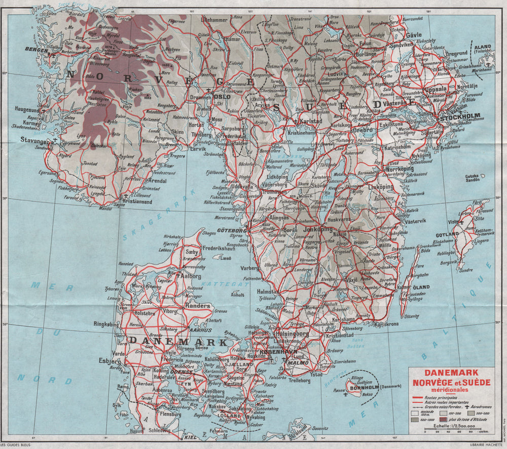 Southern Scandinavia. Danemark Norvège & Suède. Denmark Norway Sweden 1969 map