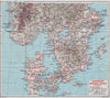 Southern Scandinavia. Danemark Norvège & Suède. Denmark Norway Sweden 1969 map