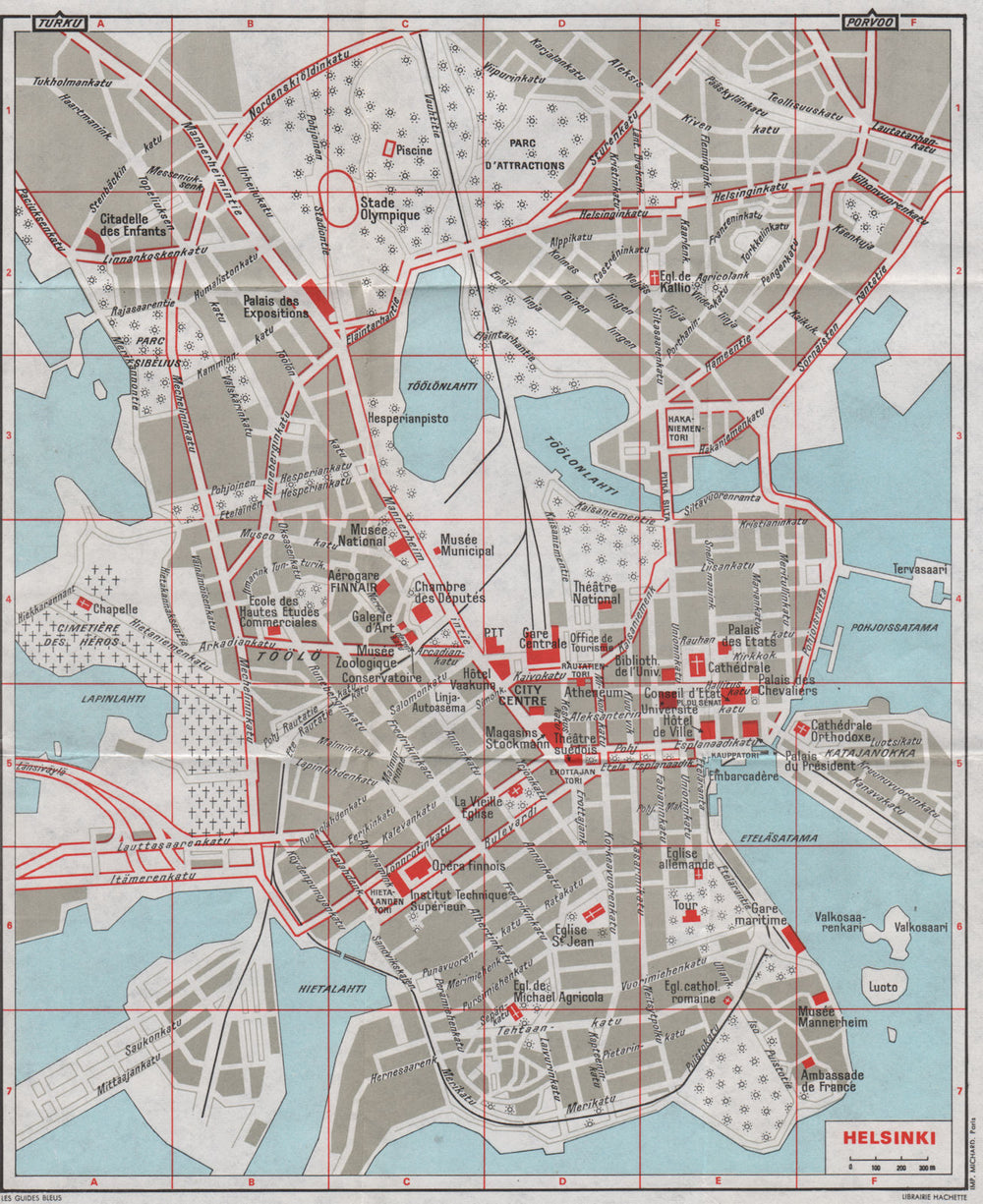 HELSINKI antique town city plan asemakaava. Finland 1969 old map chart