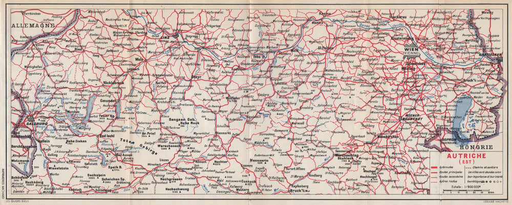 Eastern Austria. Autriche (est). Österreich 1954 old vintage map plan chart