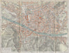 FLORENCE FIRENZE vintage town city map plan pianta della città. Italy 1958