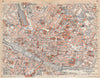 FLORENCE FIRENZE vintage town city centre map plan pianta della città 1958