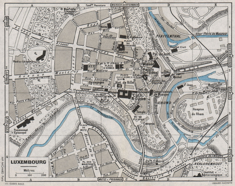 LUXEMBOURG. Vintage town city map plan de la ville. Luxemburg 1955 old