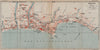 MENTON vintage town city plan de la ville. Alpes-Maritimes. Mentone 1930 map