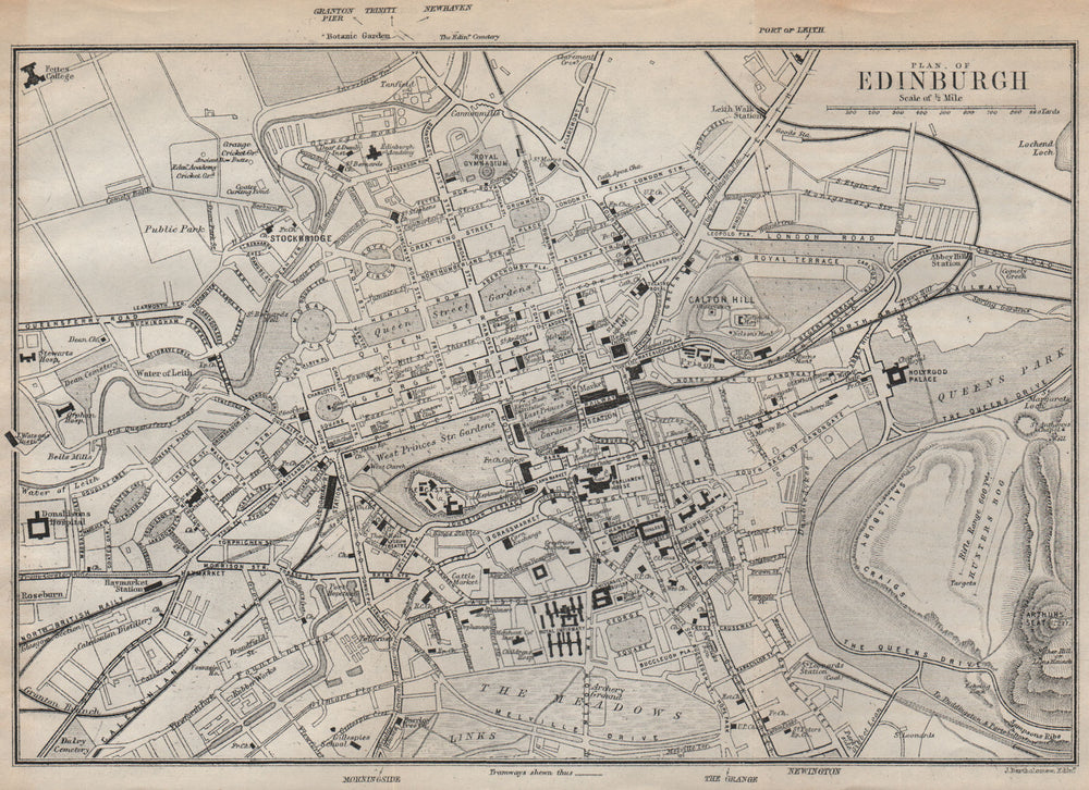 EDINBURGH antique town city plan. Scotland 1886 old map chart