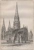 St. Mary's Cathedral from the South-East. Scotland 1886 old antique print