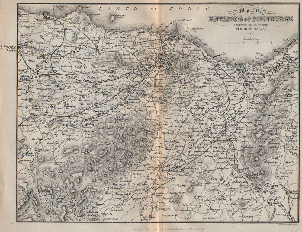 EDINBURGH environs. Midlothian. Scotland 1886 old antique map plan chart