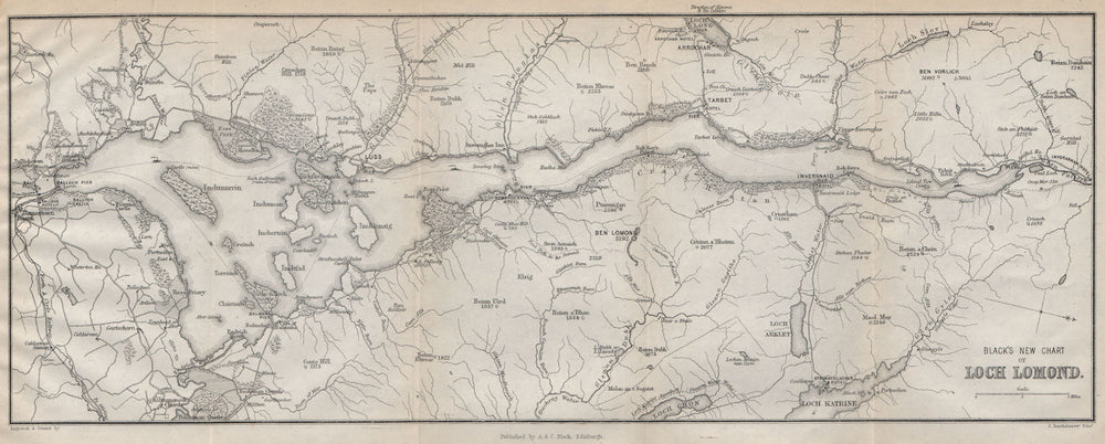 Loch Lomond. Tarbet Inversnaid Luss Balloch. Scotland 1886 old antique map
