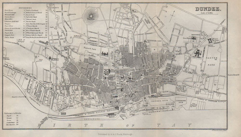 DUNDEE antique town city plan. Scotland 1886 old map chart