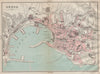 GENOA GENOVA Gênes antique town city plan mappa della città. Italy 1890