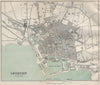 LEGHORN LIVORNO antique town city plan mappa della città. Italy 1890 old