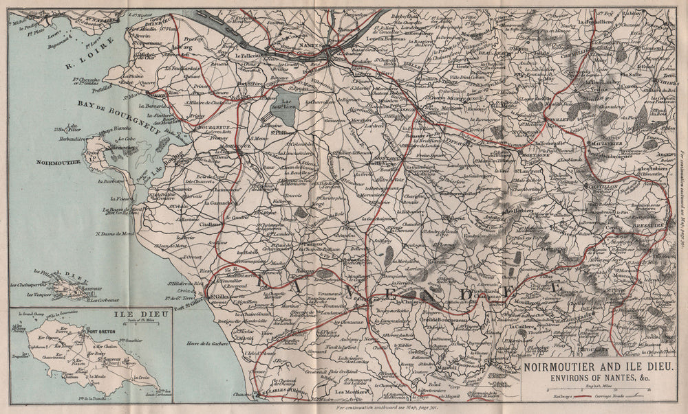 NOIRMOUTIER & ÎLE DIEU. Nantes. Vendée 1885 old antique vintage map plan chart