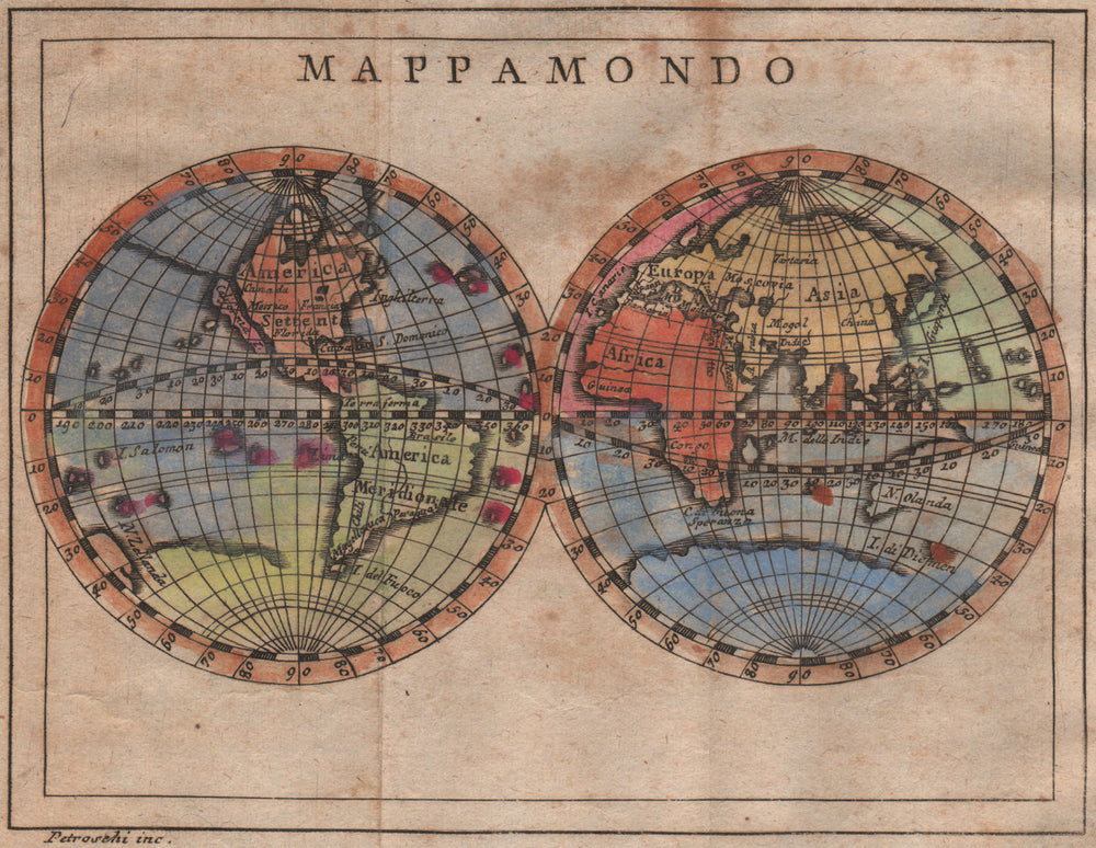 'Mappamondo'. California as an island. Australia incomplete. BUFFIER 1775