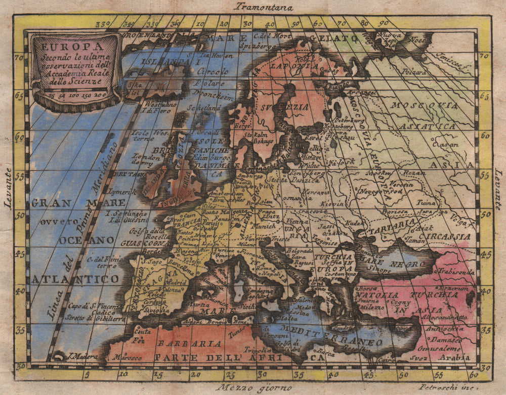 'Europa'. Europe. Original hand colour. BUFFIER 1775 old antique map chart