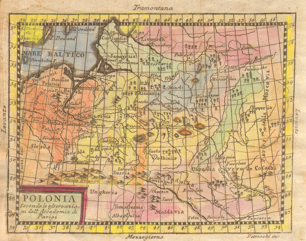 'Polonia'. Poland. Original hand colour. BUFFIER 1775 old antique map chart