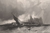 Gibraltar from the Sea 1840 old antique vintage print picture