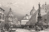 Square of the Elephant, Catania, Italy 1840 old antique vintage print picture