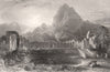 Temple & Fountain at Zaghouan/Zagwhan, Tunisia 1840 old antique print picture
