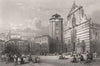Piazza del Duomo, Messina, Italy 1840 old antique vintage print picture