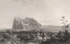 Gibraltar 1840 old antique vintage print picture