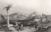 Scene in Benevento, Italy 1840 old antique vintage print picture