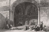 Vestibule of la Ziza, a Moorish villa, near Palermo, Italy 1840 old print