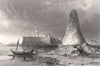 Burj-Er-Roos-or the Tower of Skulls, Djerba, Tunisia 1840 old antique print