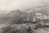 The town & convent of Piazza, Italy 1840 old antique vintage print picture
