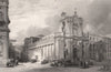 Duomo of Siracusa, formerly a temple of Minerva, Italy 1840 old antique print