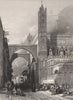 Archbishop's Palace & cathedral, Palermo, Italy 1840 old antique print picture
