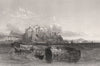 Pozzuolo, and the mole of Caligula, Italy 1840 old antique print picture